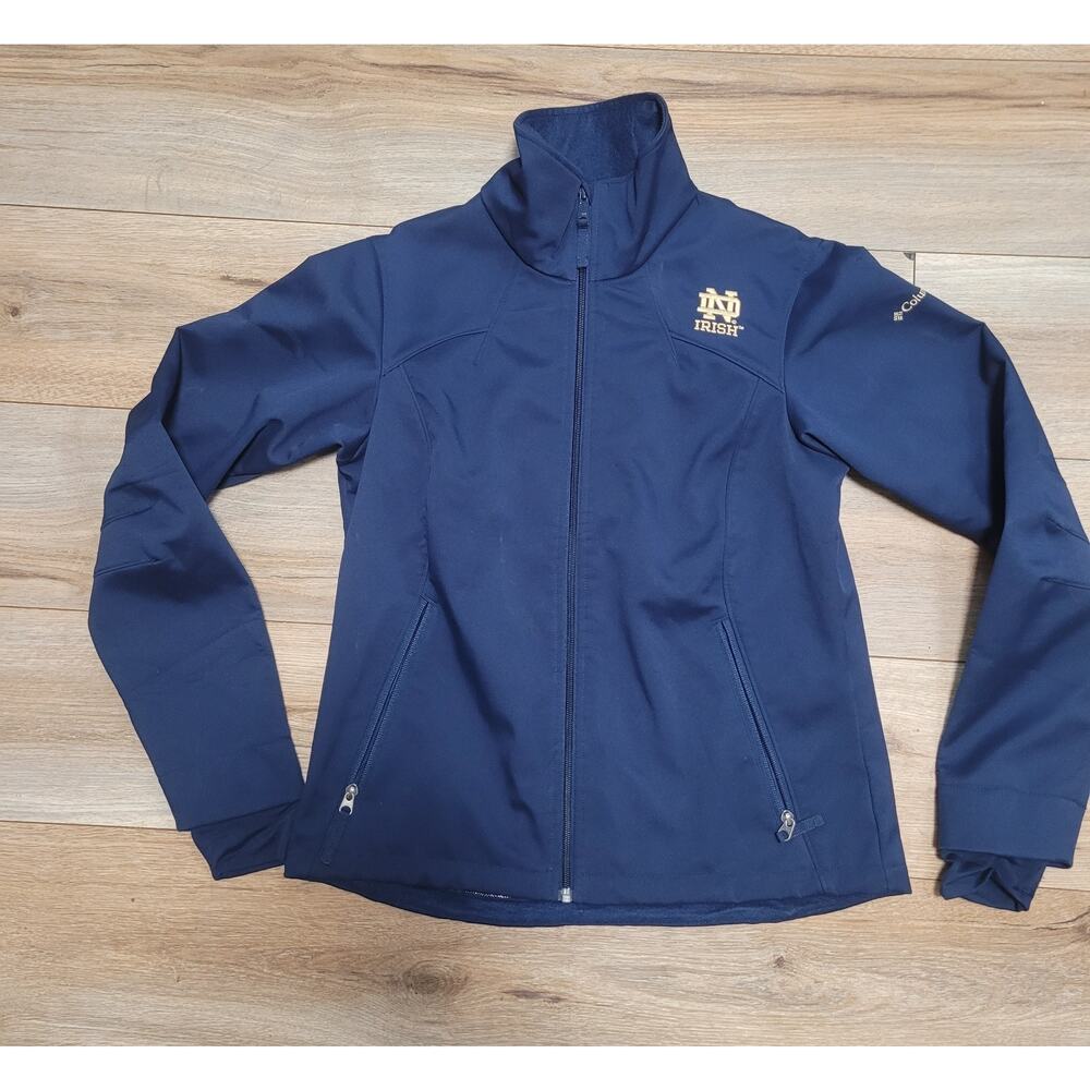 Columbia Women’s Notre Dame Soft Shell Navy Full Zip Jacket, Size Medium